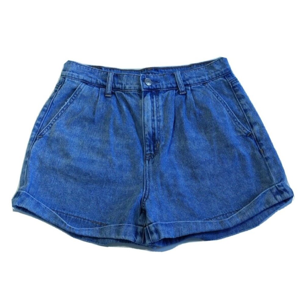 American Eagle Denim Mom Shorts Pleated Front Size 4